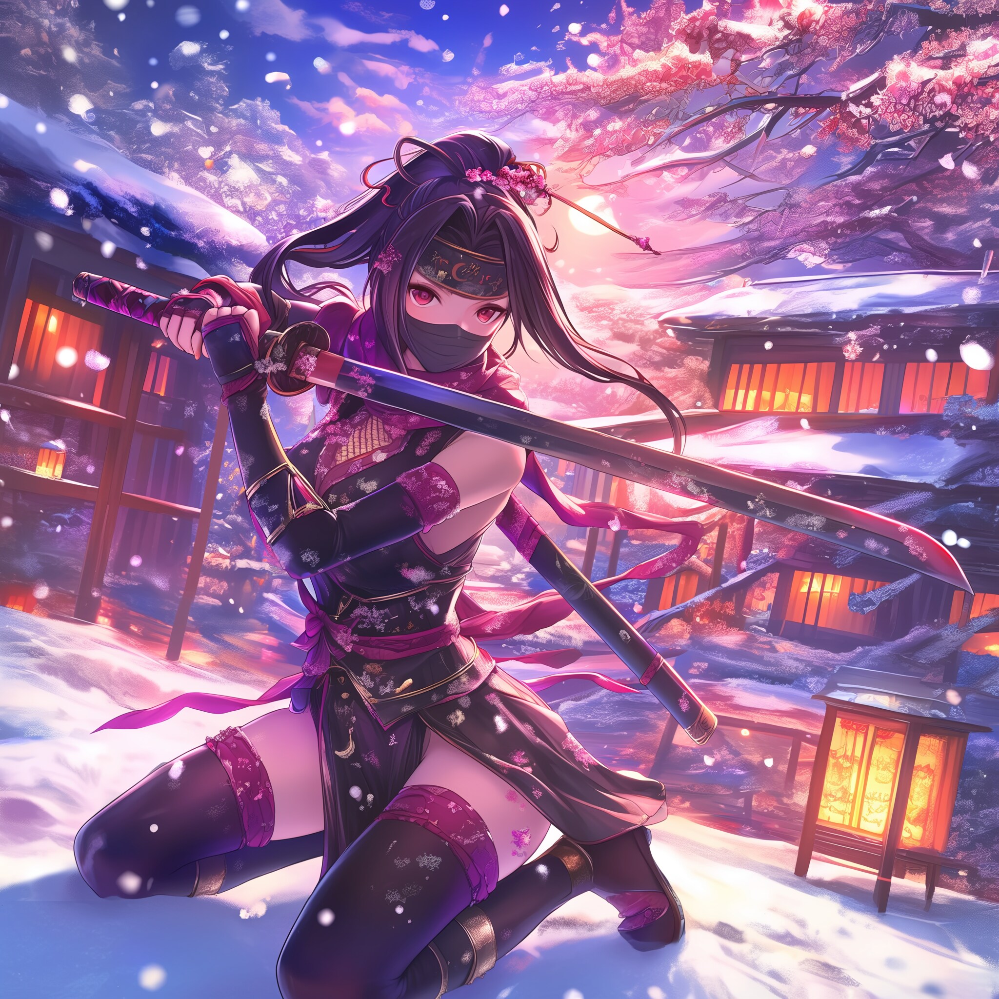 雪桜とくノ一 | の人気AIイラスト・グラビア