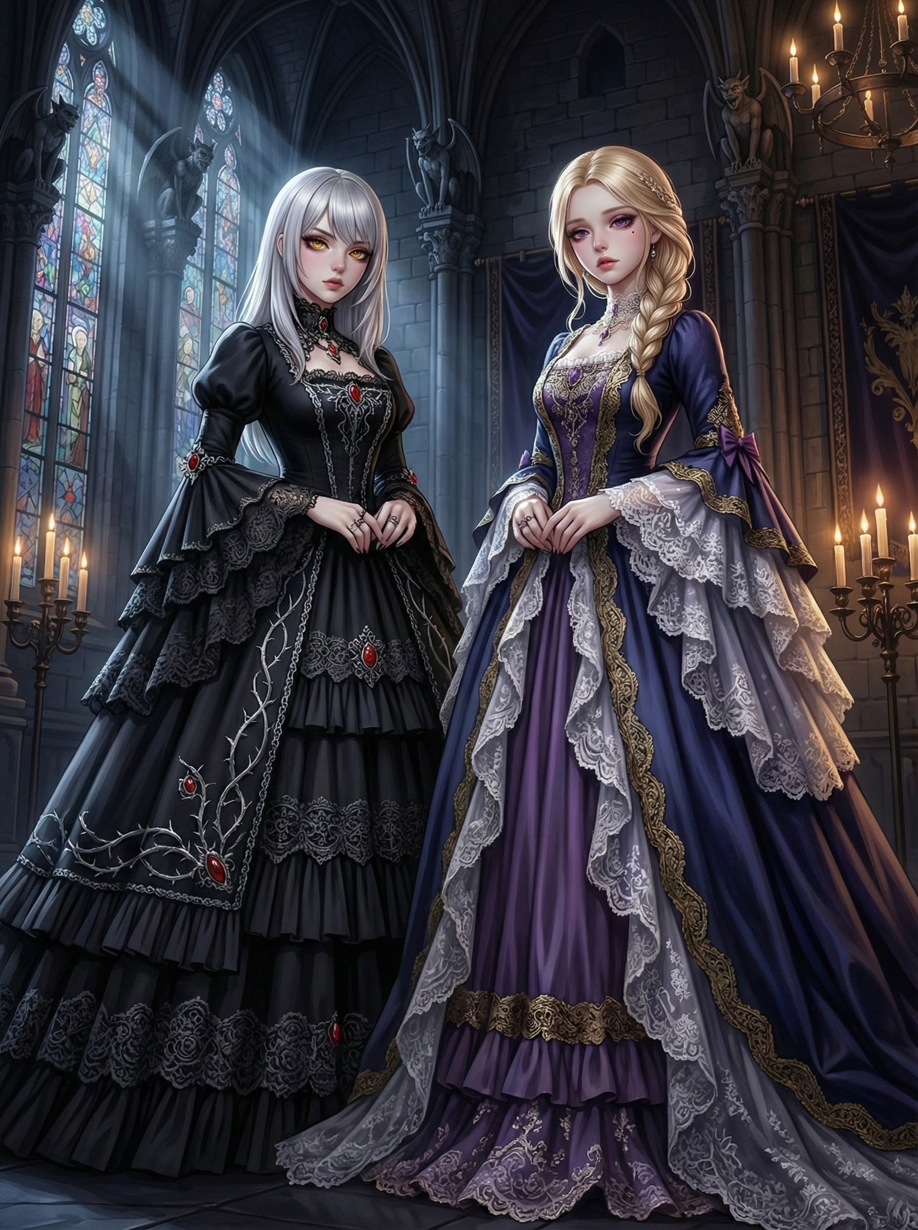 【新キャラ】対極のゴシックドール姉妹 - Renata & Vesper | の人気AIイラスト・グラビア