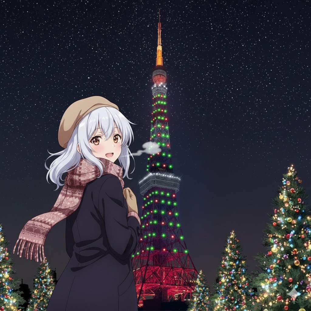 東京タワーのクリスマスイルミネーション クリスマス2日前 | の人気AIイラスト・グラビア