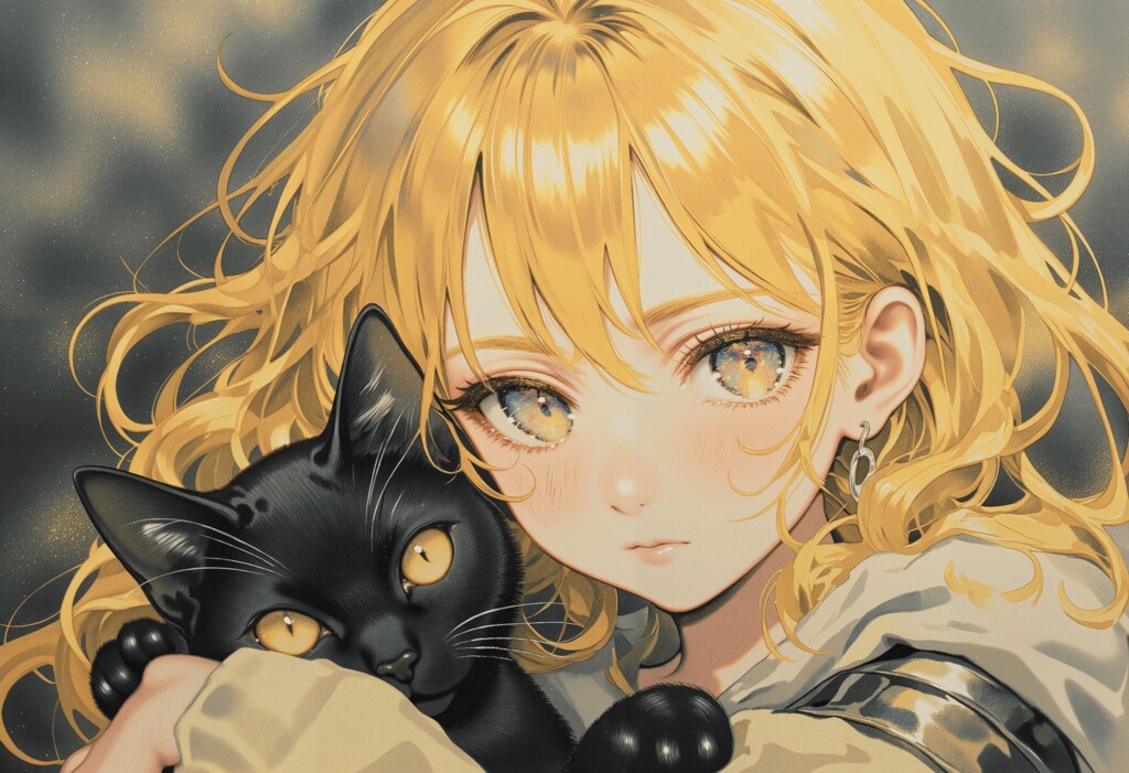 金髪の女の子と黒い猫 3
