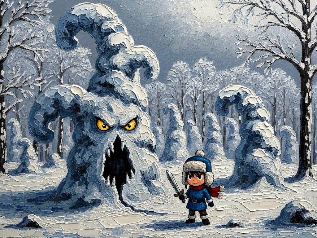 アイスモンスターとチビ勇者