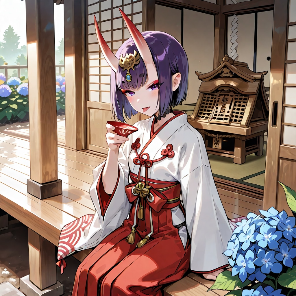 鬼と紫陽花