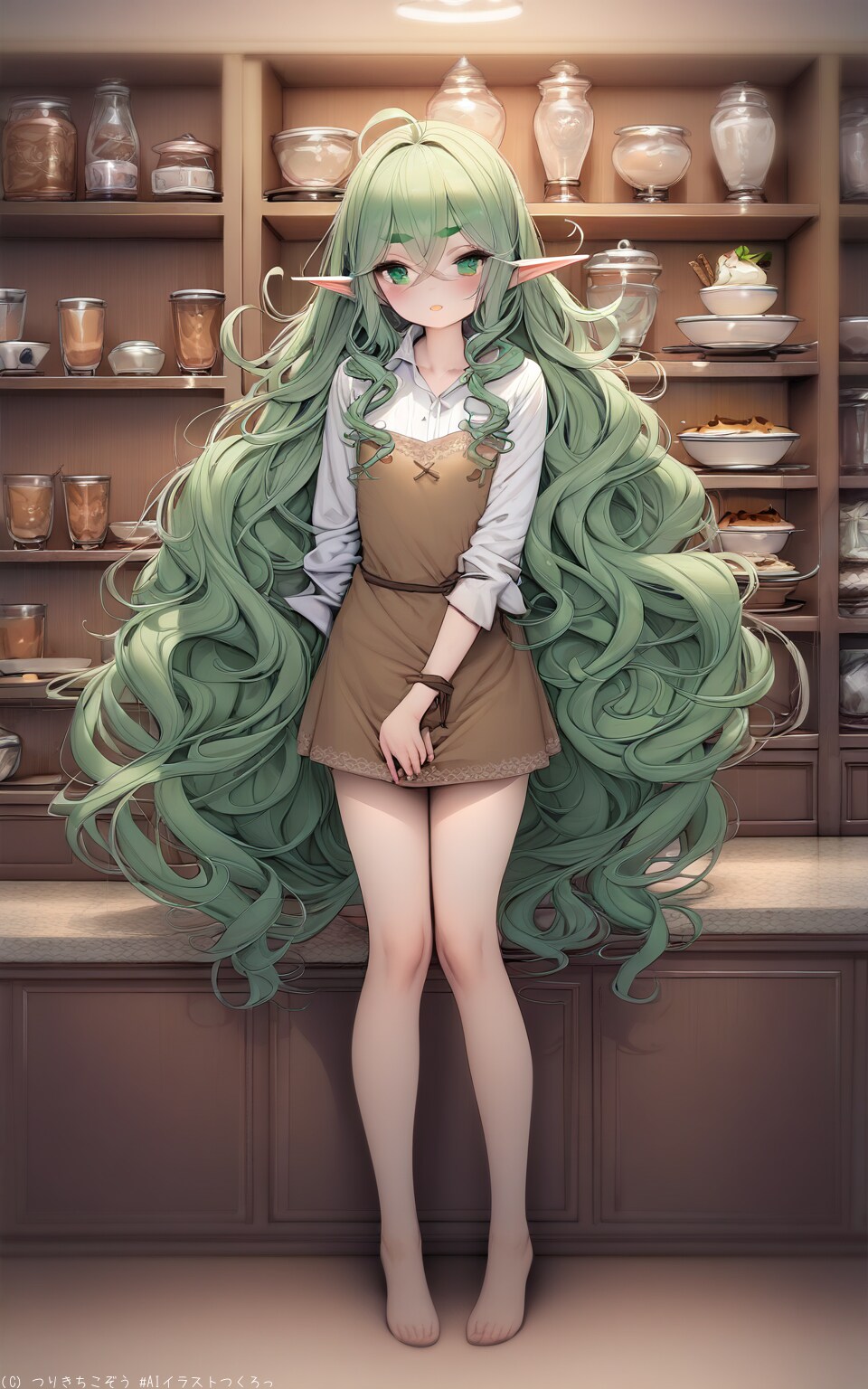 カフェの看板娘、エルフのエレナ