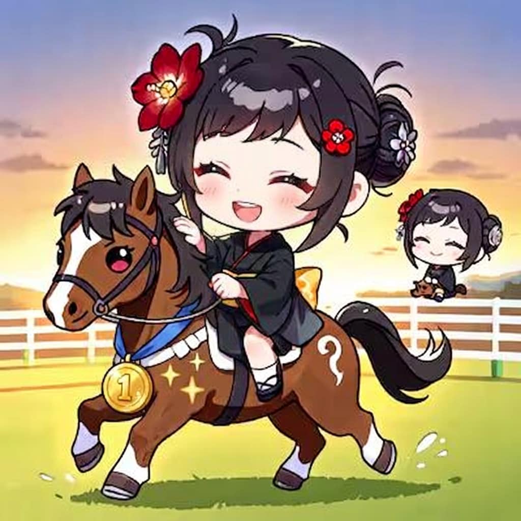 1着になったウマを褒めるミニトキヒメ | の人気AIイラスト・グラビア