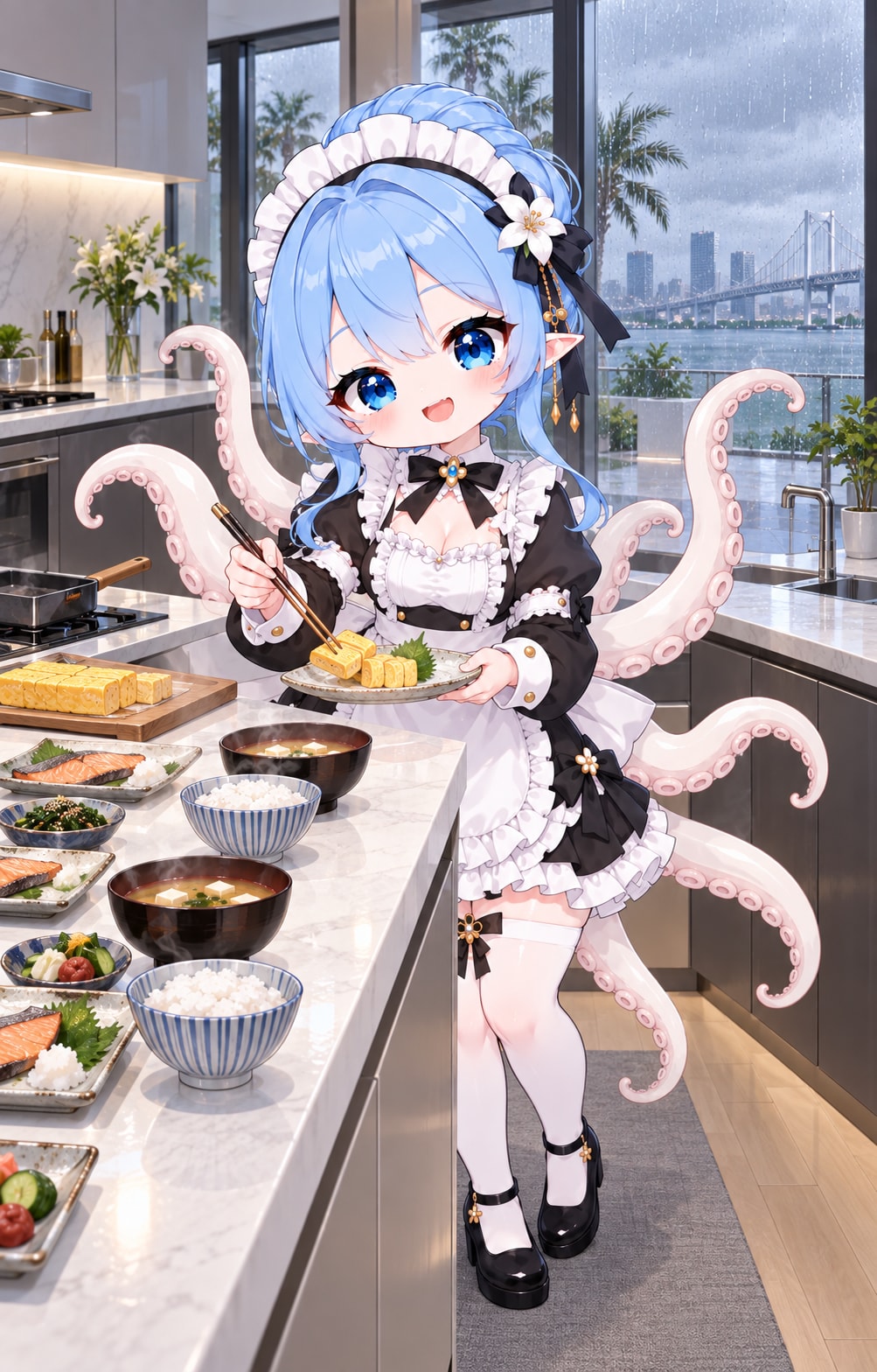 朝食の準備をしている奈々さん | の人気AIイラスト・グラビア