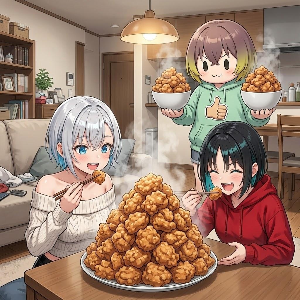 梢香ちゃんとあかりちゃんにご飯&ご飯するボーイッシュ