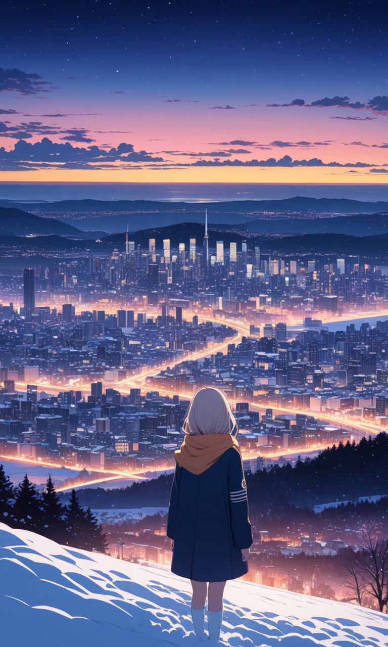 眺望絶佳(冬の夕暮れ)(2) | の人気AIイラスト・グラビア