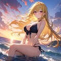 夕日と海と美少女 3枚目