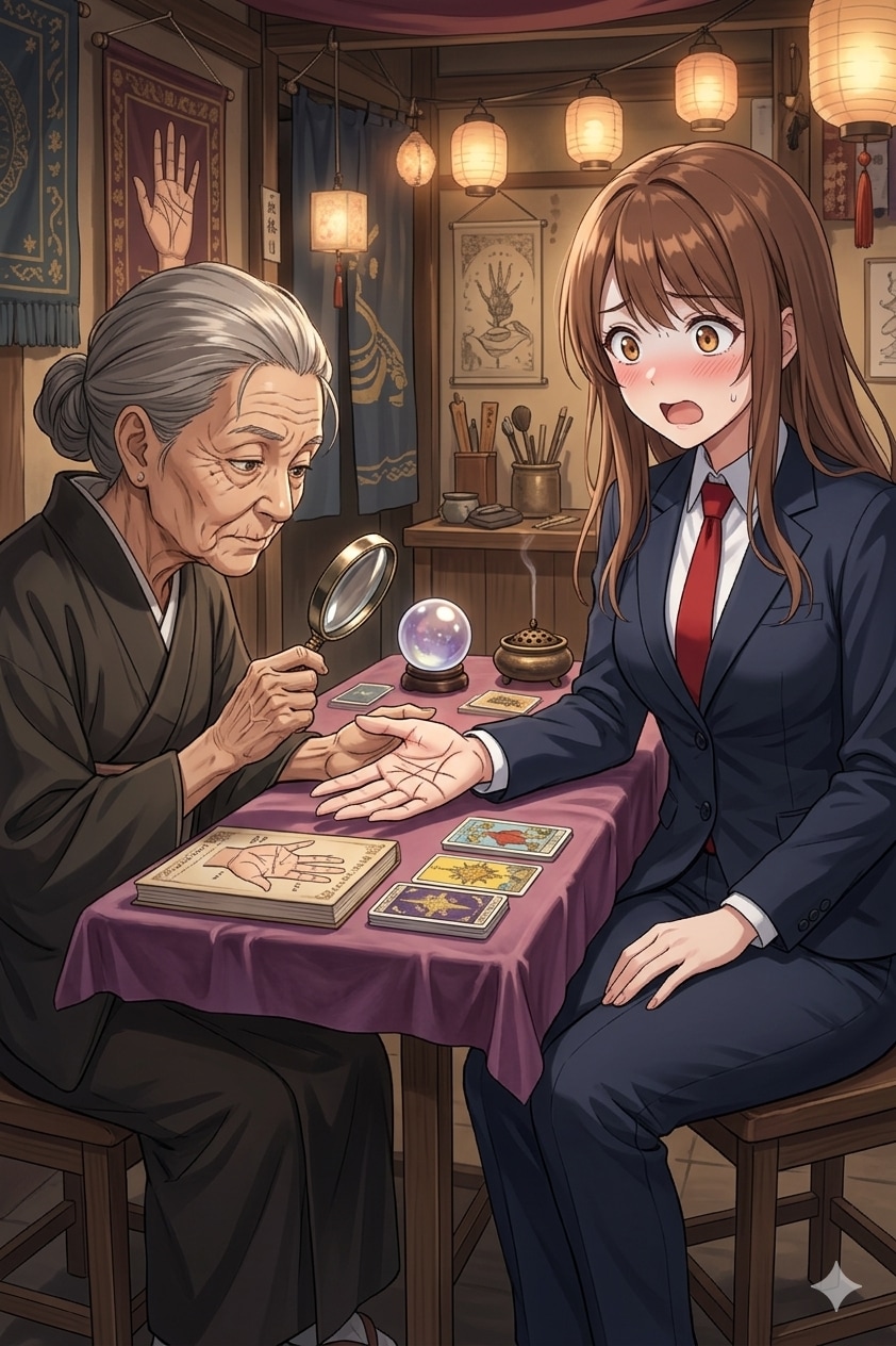 手相を占ってもらってる桐島さん | の人気AIイラスト・グラビア