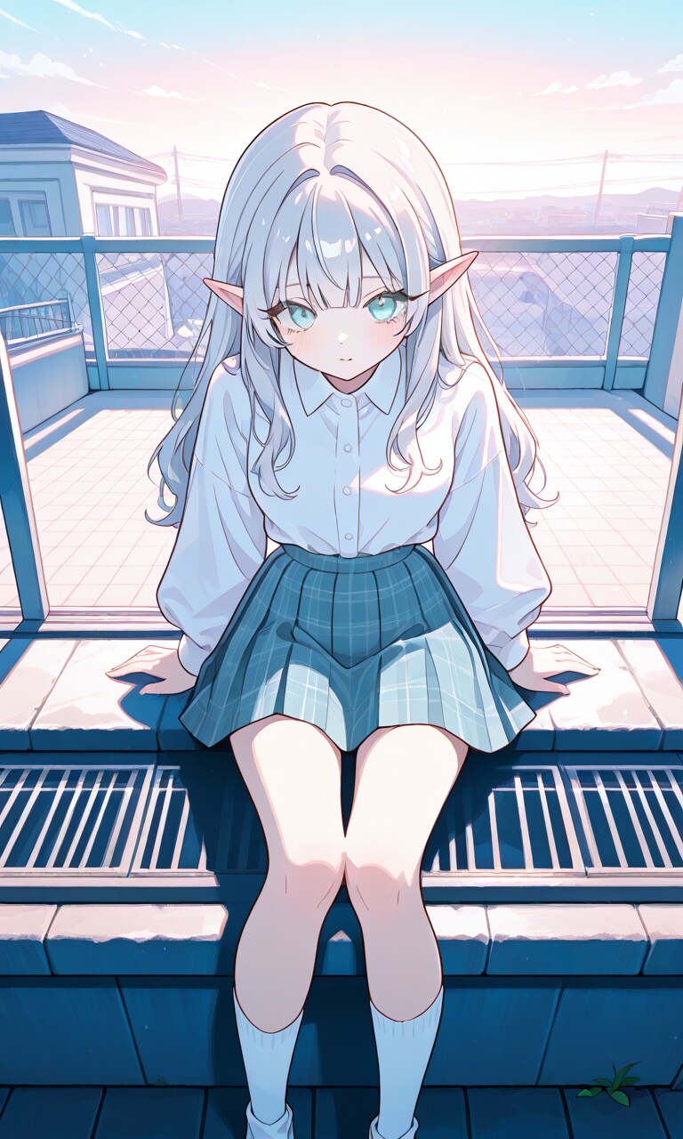 2、屋上のエルフさん | の人気AIイラスト・グラビア