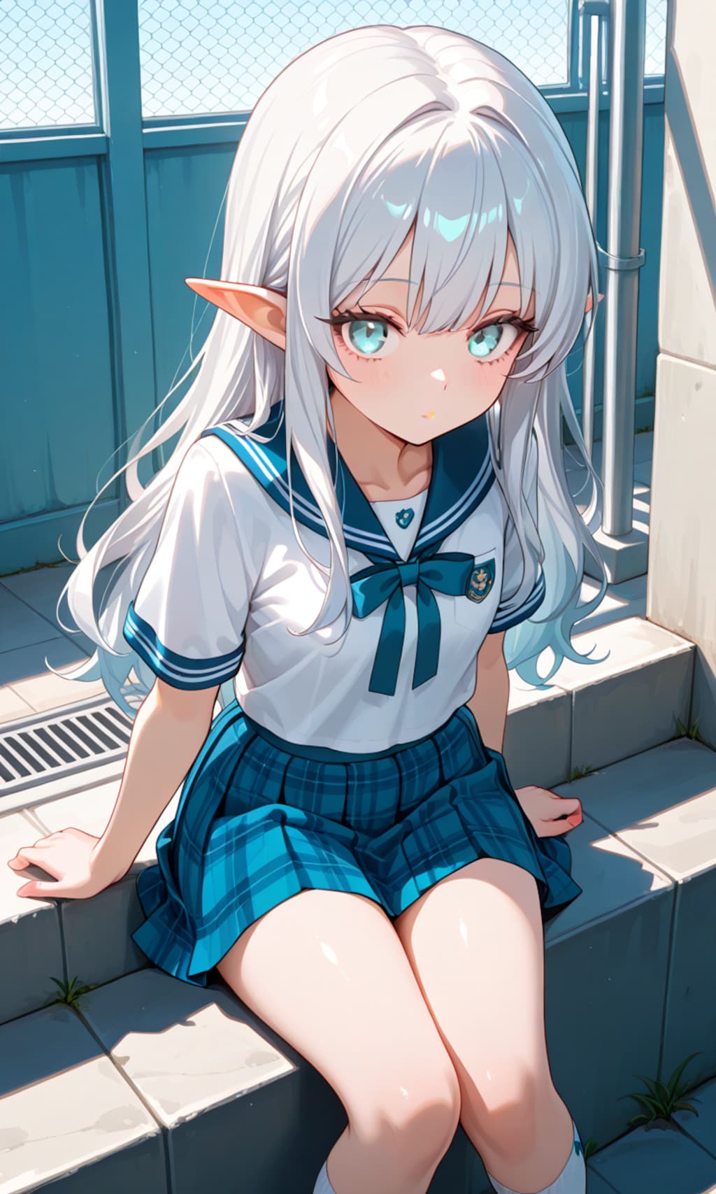 2、屋上のエルフさん