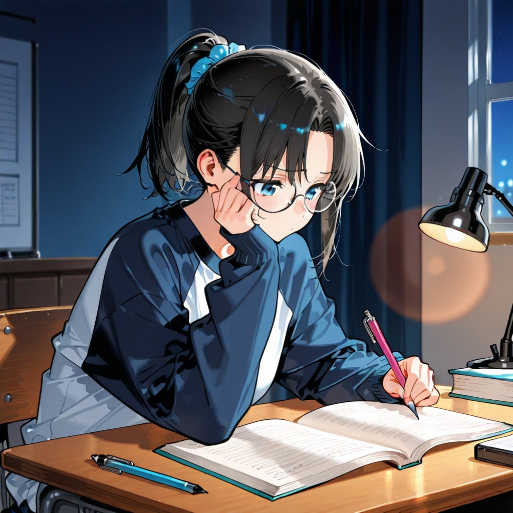 勉強中の楓ちゃん