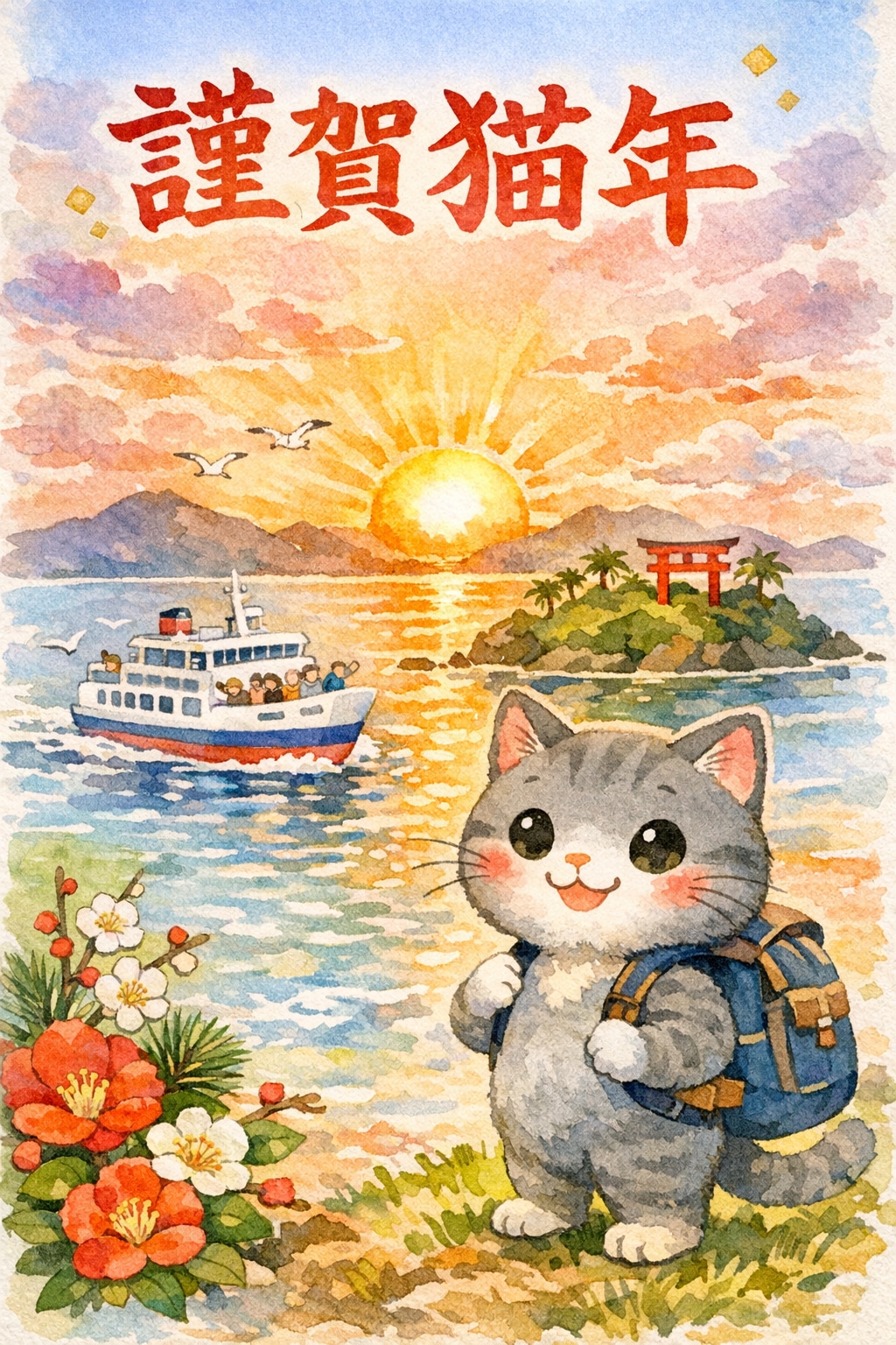 小説『日の出在りて年賀状』【ニャンノ世界】 | の人気AIイラスト・グラビア