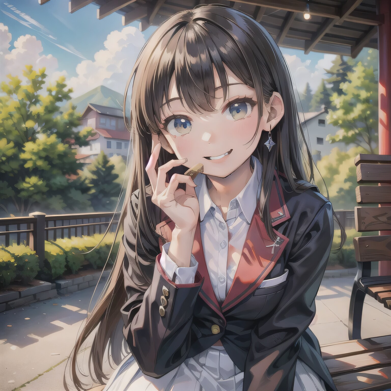 黒髪ロングでブレザーの少女２４ | の人気AIイラスト・グラビア