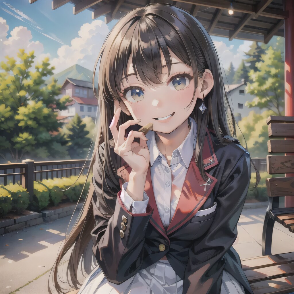 黒髪ロングでブレザーの少女２４