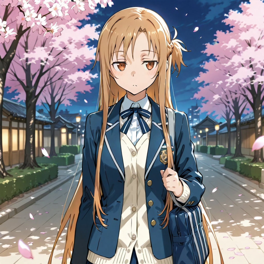 桜の中のアスナさん