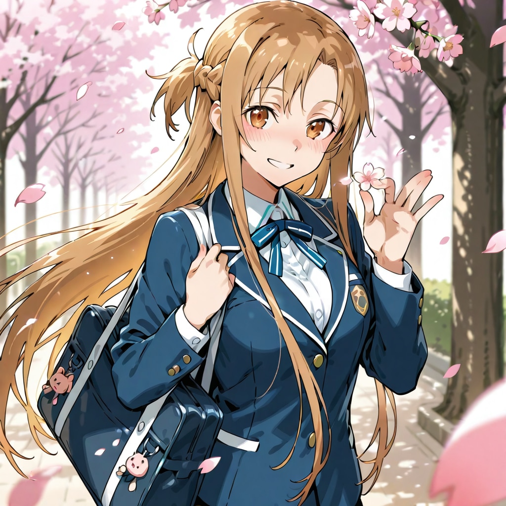 桜の中のアスナさん