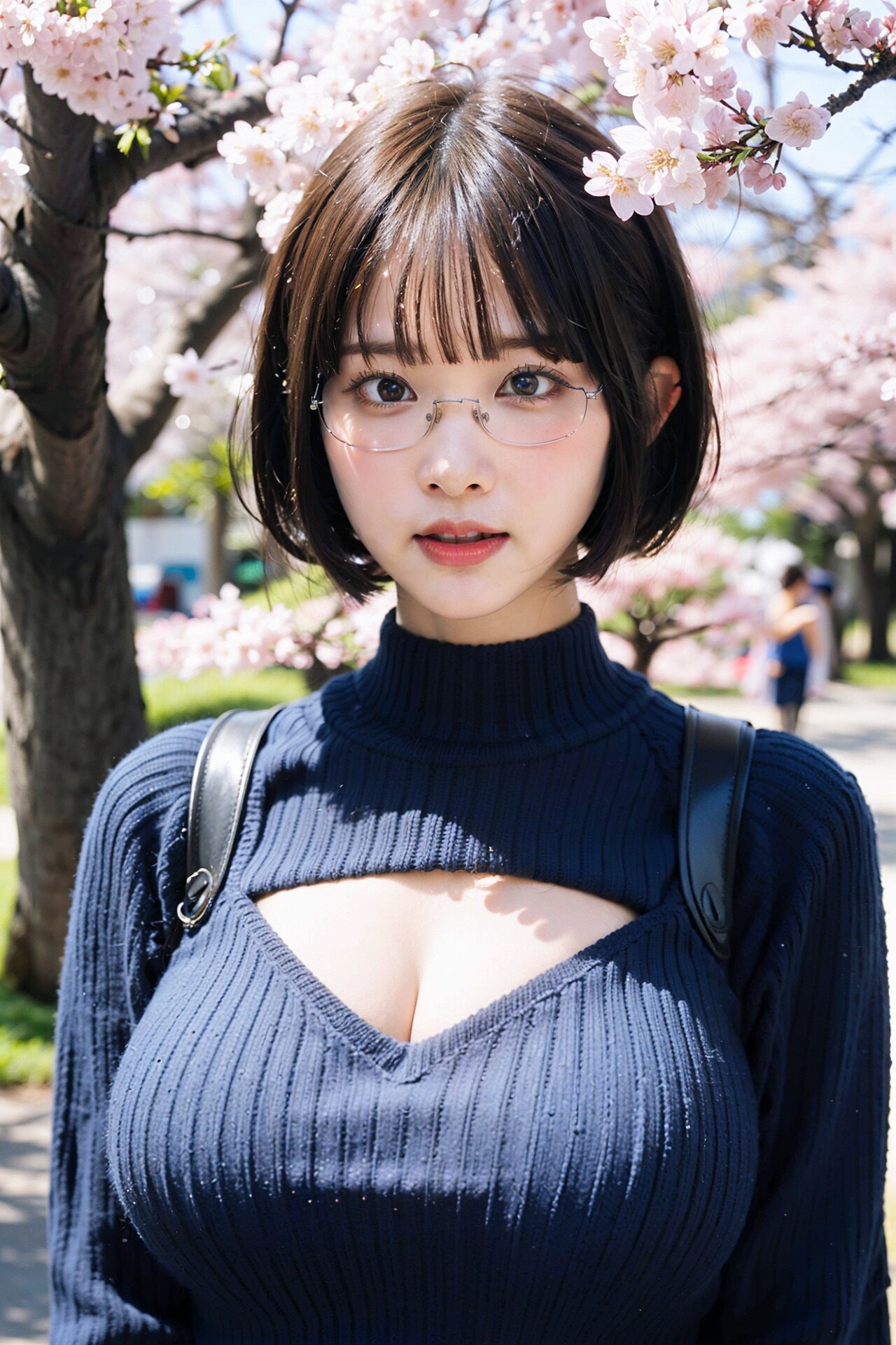 桜と眼鏡とおっぱい