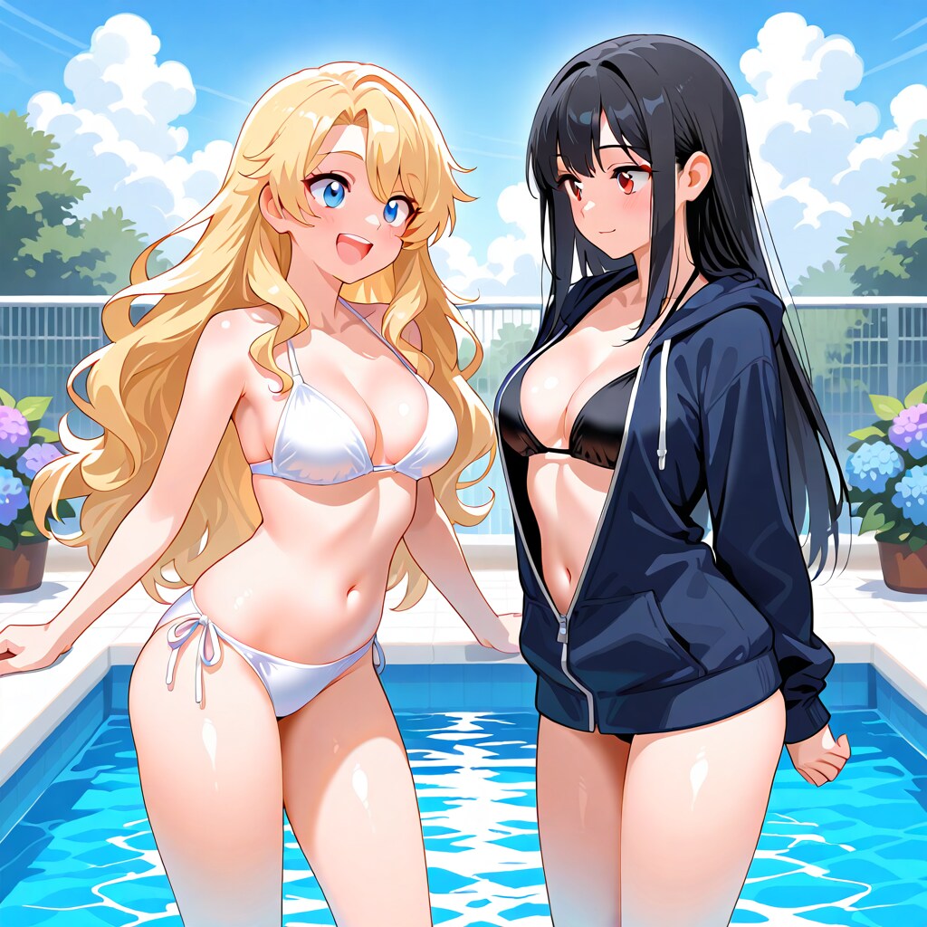 ビキニとパーカーと