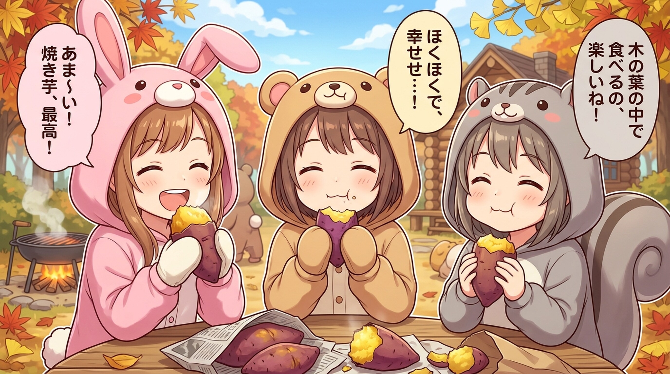 【襲来！秋の味覚！】着ぐるみ村ｘ焼き芋 | の人気AIイラスト・グラビア