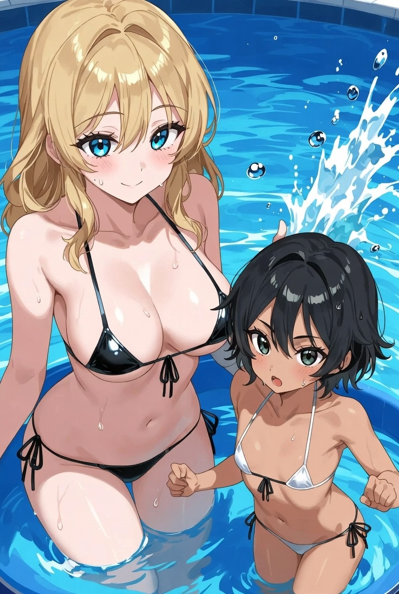 黒髪の子が縮んじまった！（褐色肌いいよね……）