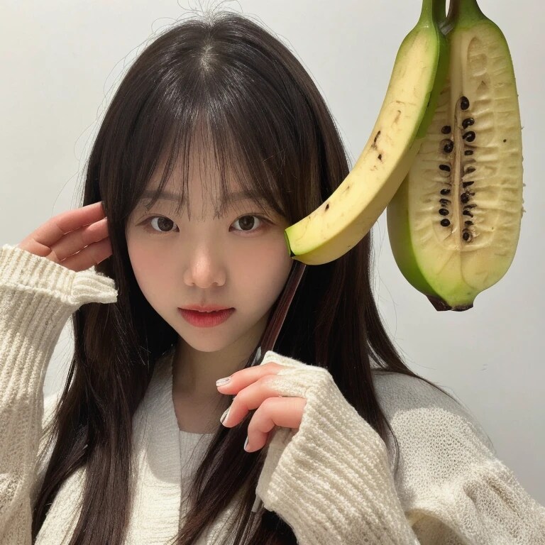 黒髪ロングでバナナの美女４８ | の人気AIイラスト・グラビア