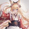 金髪キツネ着物メイド 2枚目