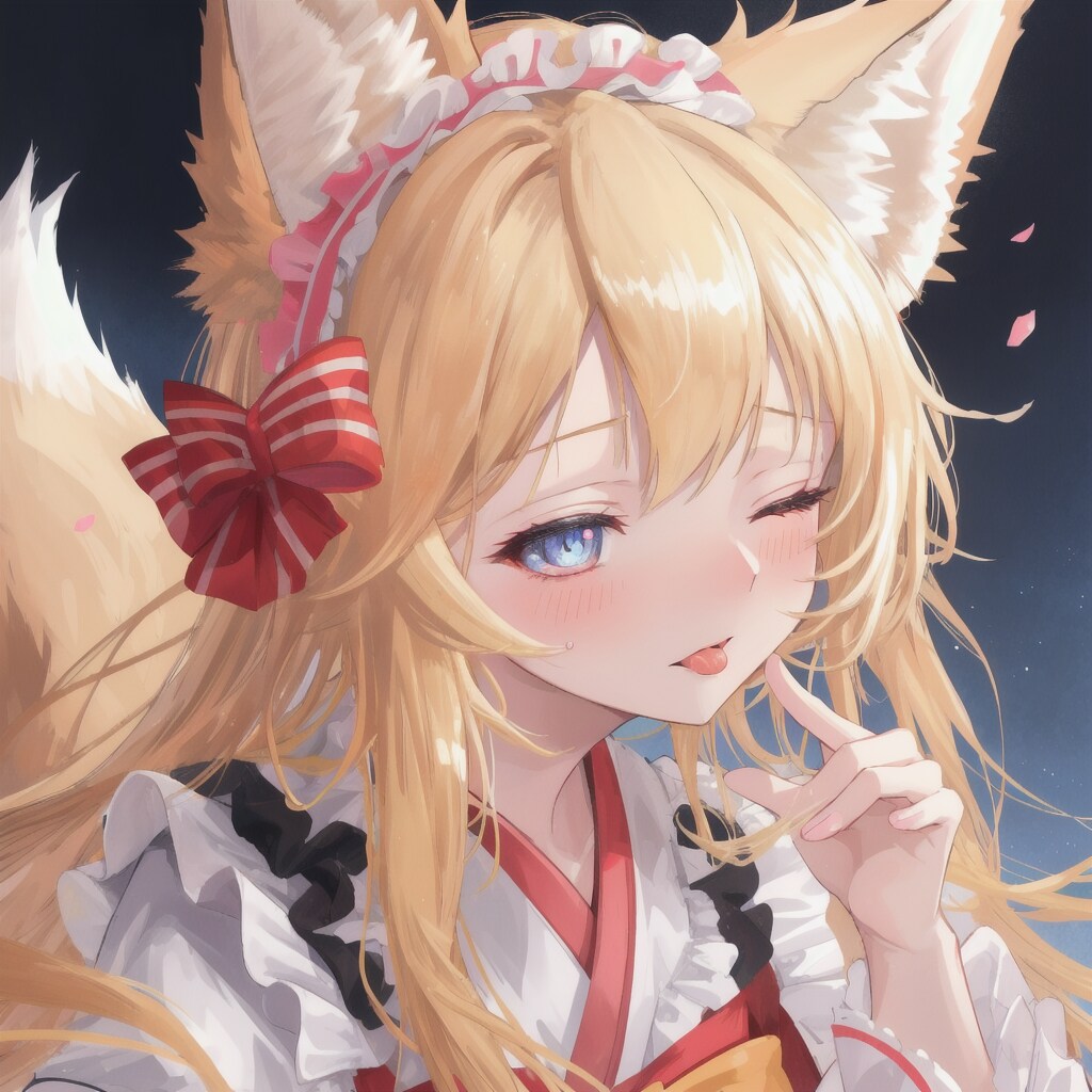 金髪キツネ着物メイド