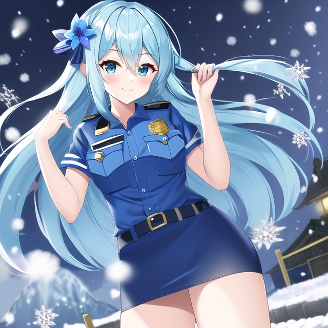 式姫おゆき　婦警（ミニスカポリス寄り）コスプレ姿