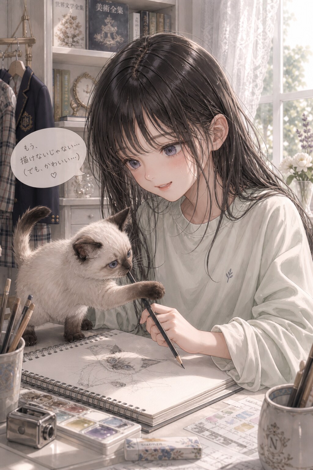 子猫のアオくんと波夷羅ねずちゃん。ver.小学６年生