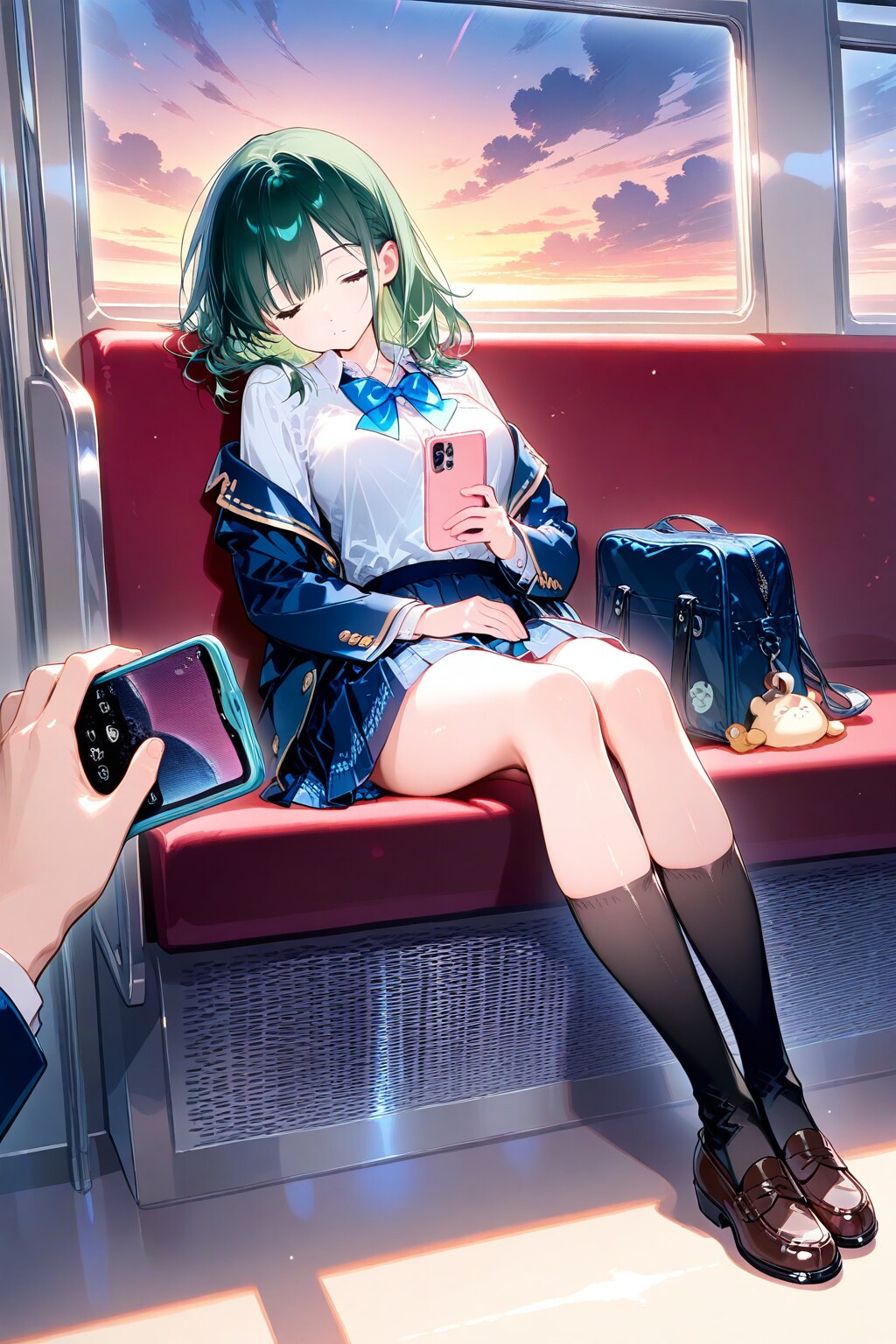 電車でうたた寝してる女友達