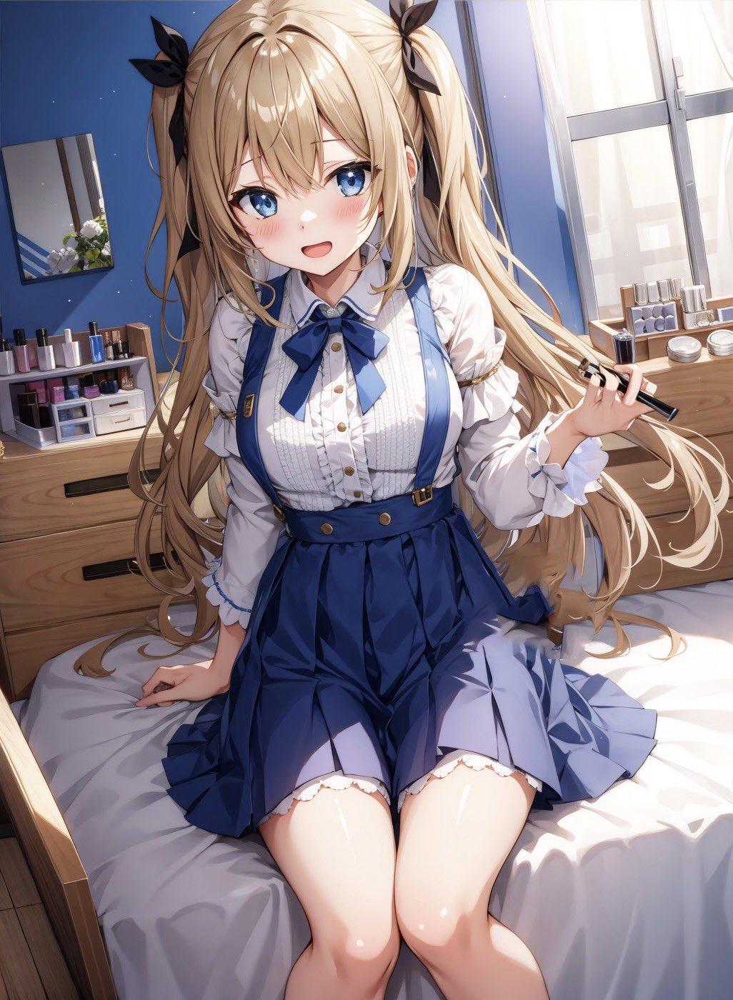 金髪ツインテール ベッド
