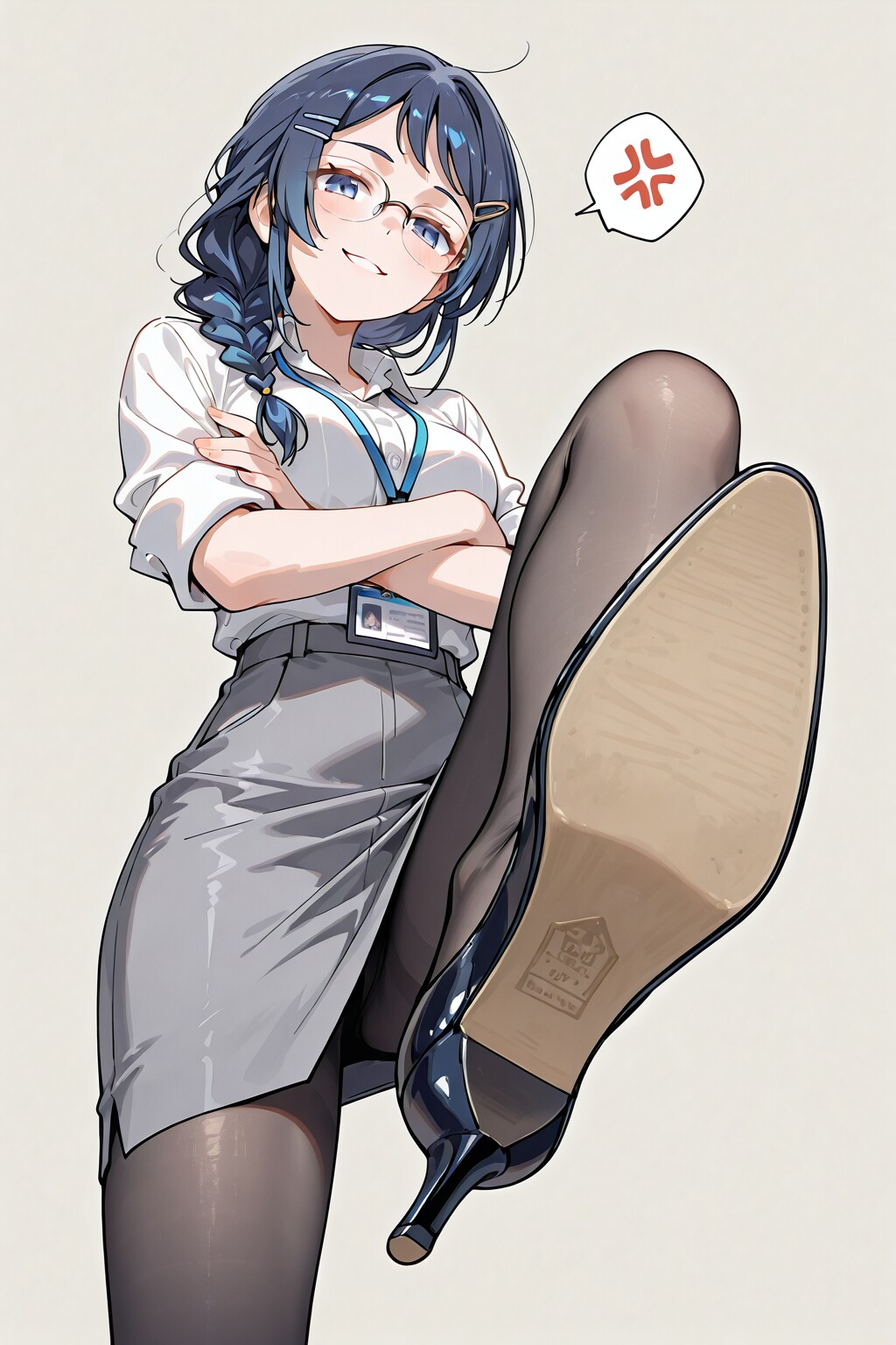 タイトスカート踏みつけ
