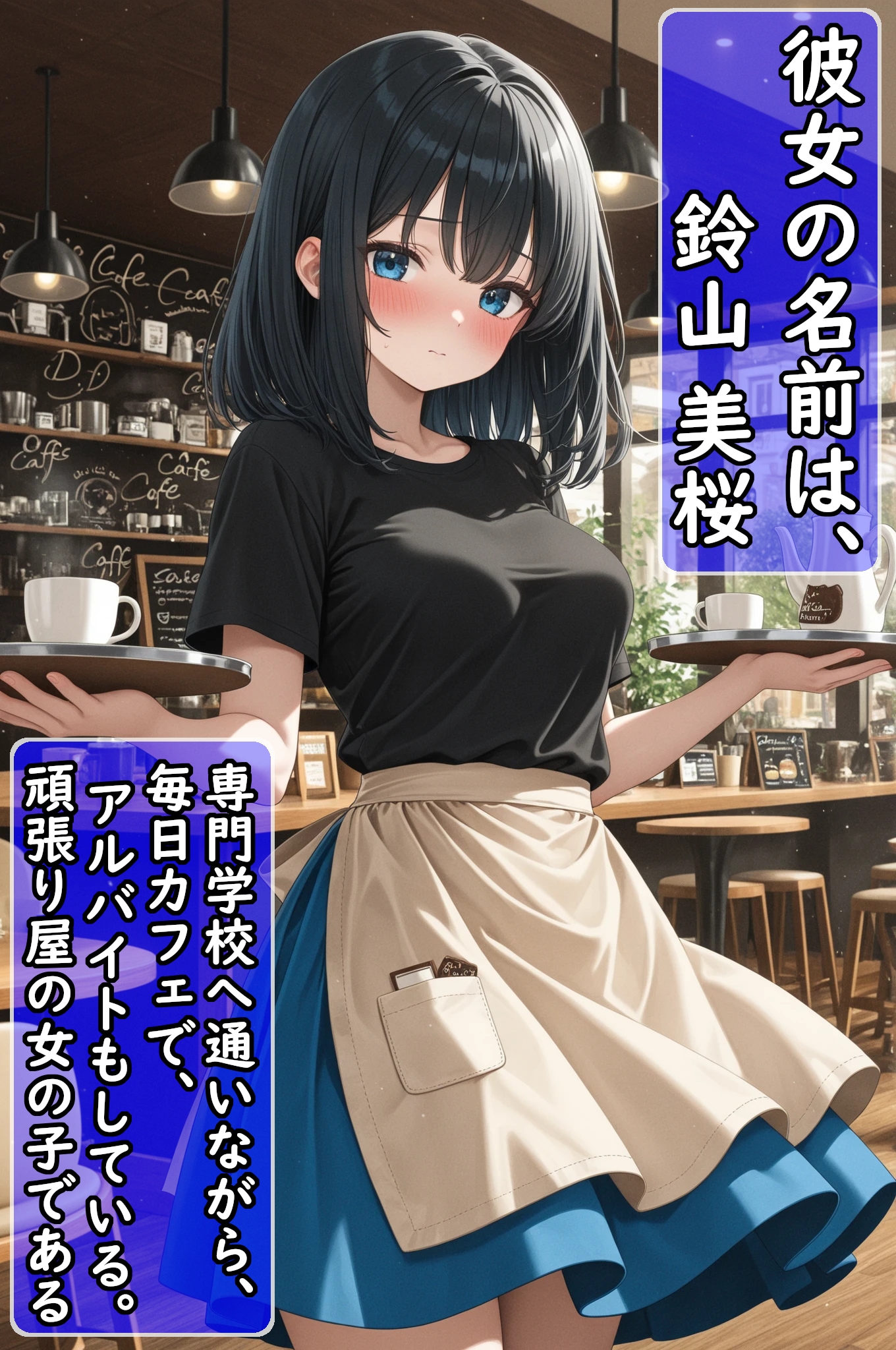 巨乳カフェ店員とセクハラおやじ店長の、ひみつの取り引き①