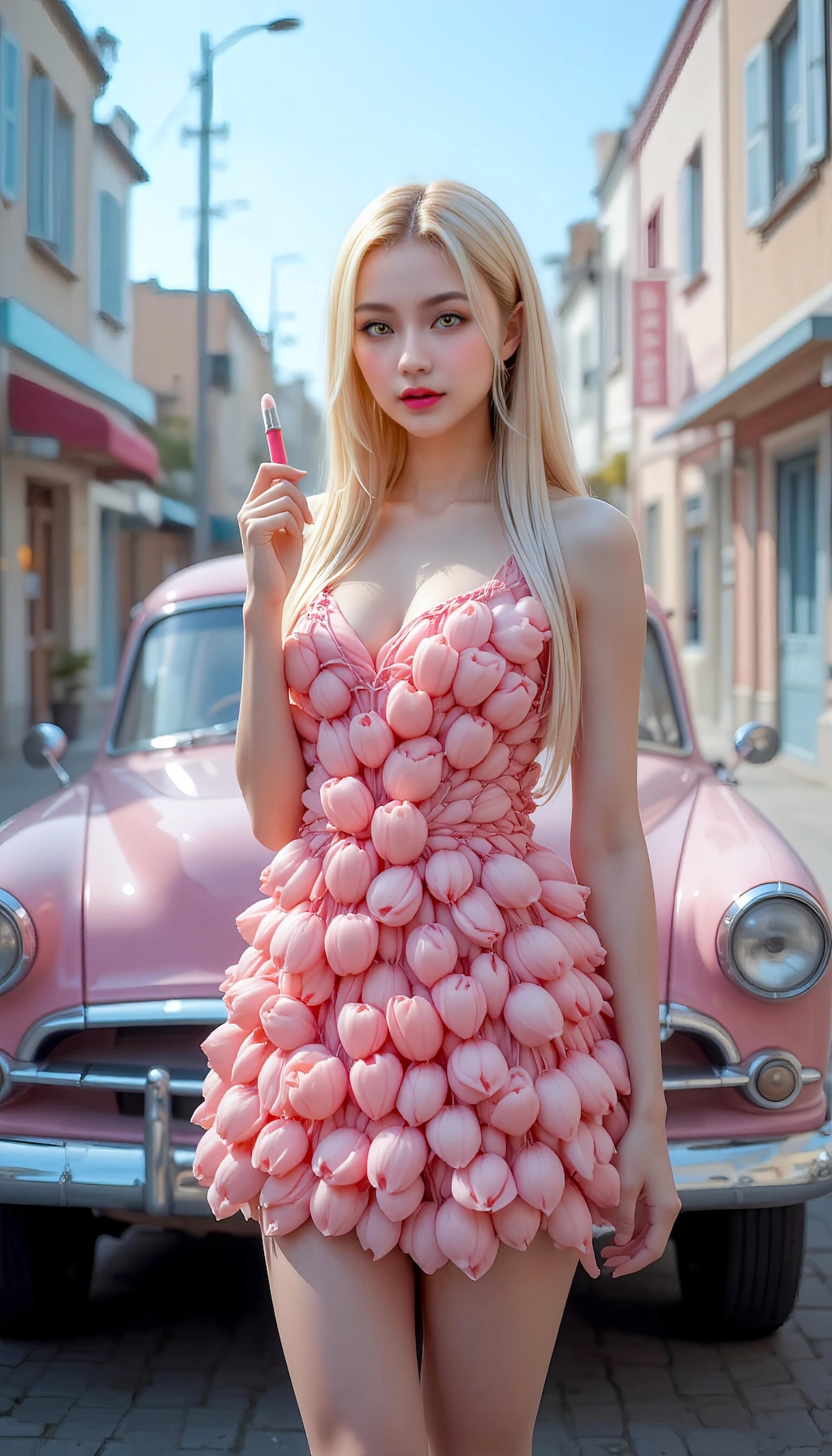 チューリップドレスの君