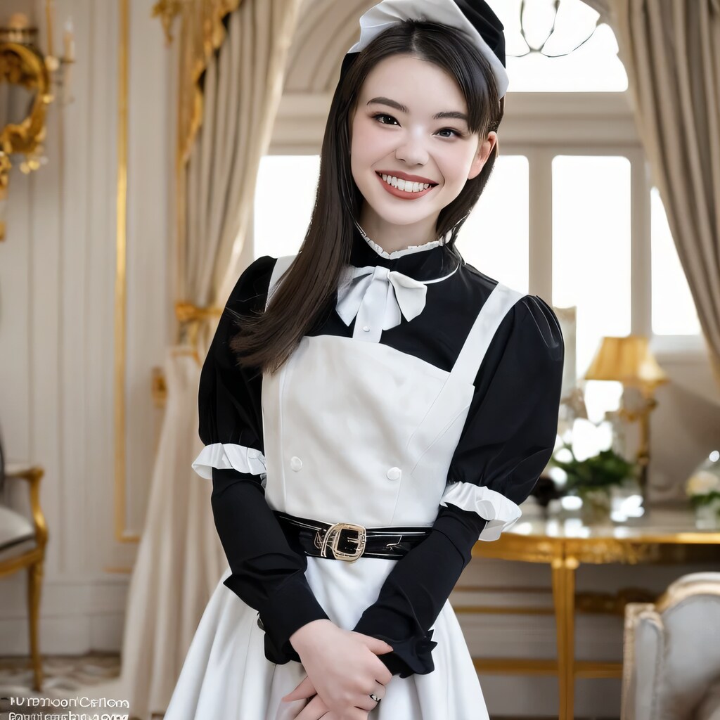 黒髪ロングでメイド服の美女８５