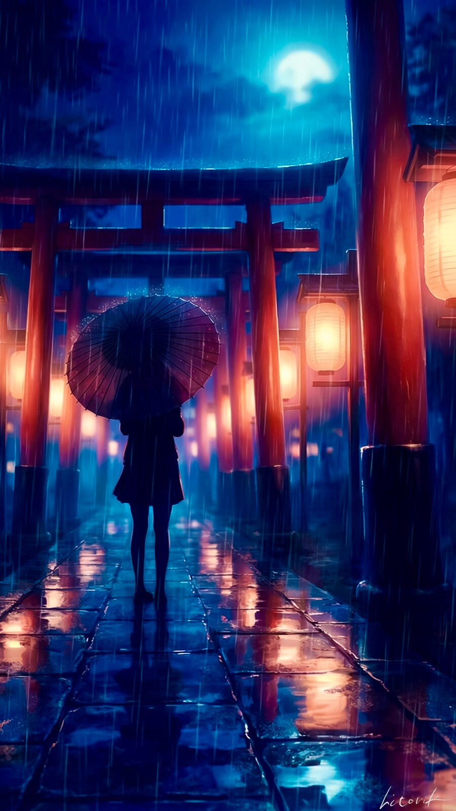 月と雨が出会った夜／スマホ壁紙アーカイブ