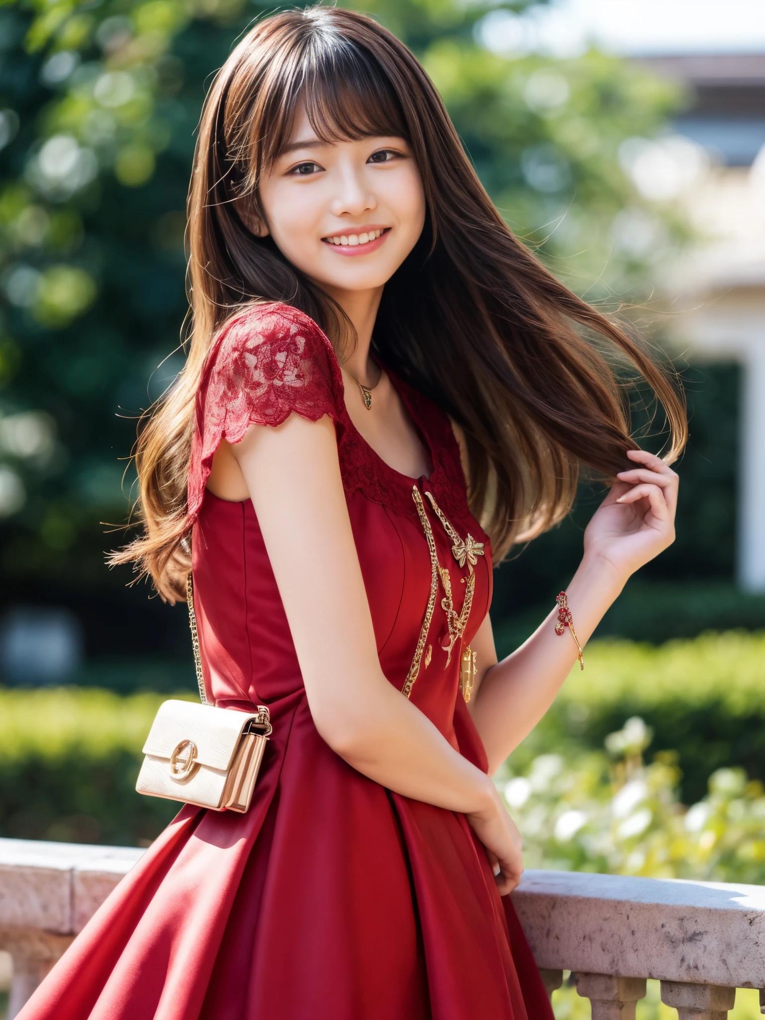 赤いワンピースの美少女