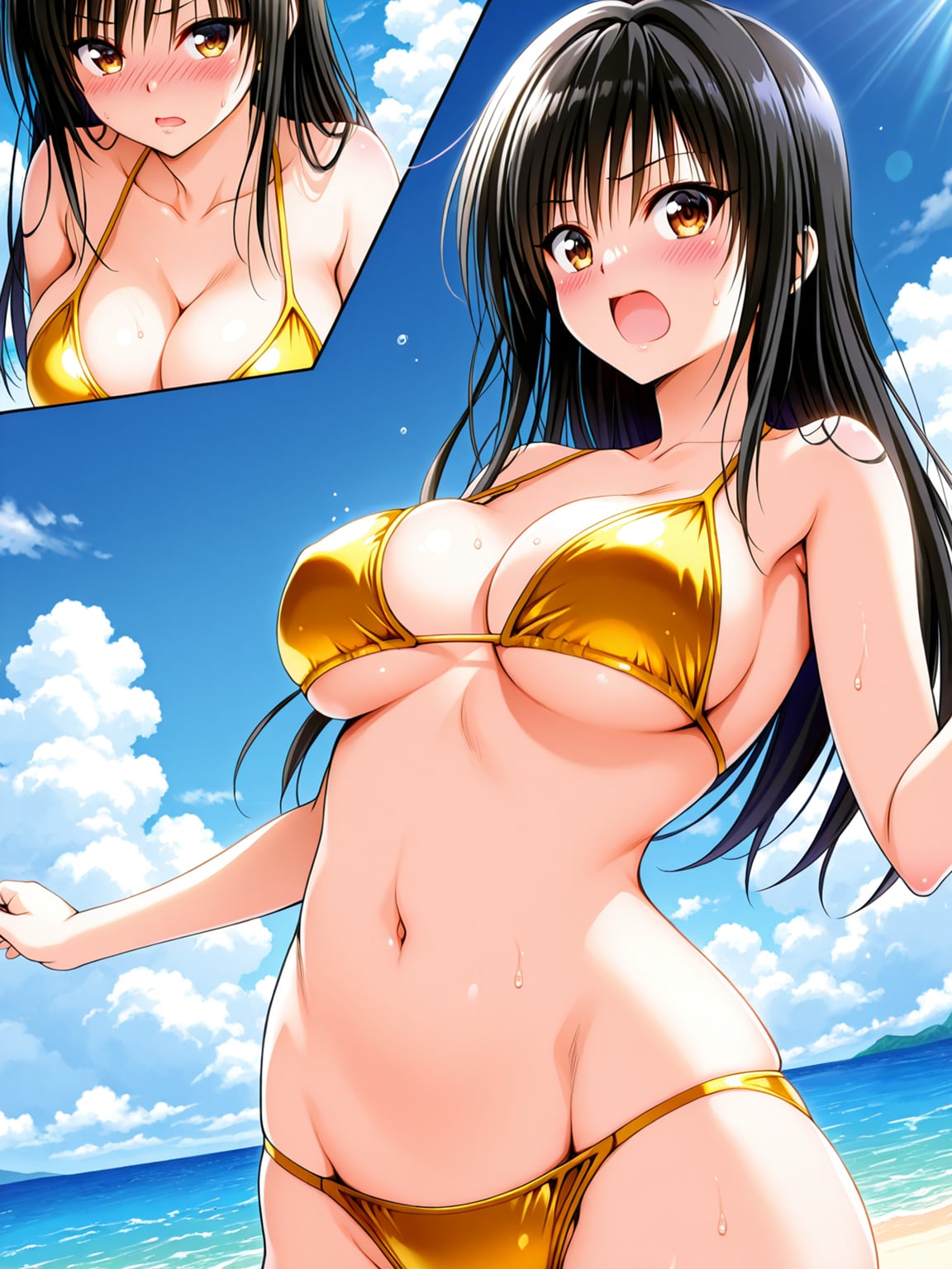 金色ビキニの古手川さん、二着目
