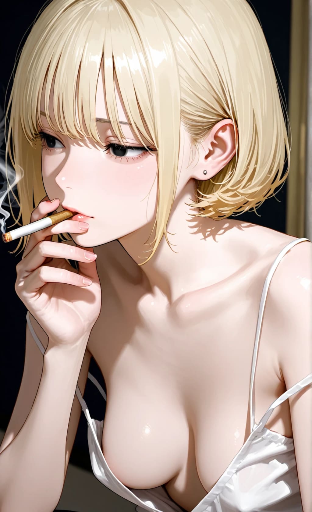 ノーブラタバコ吸い