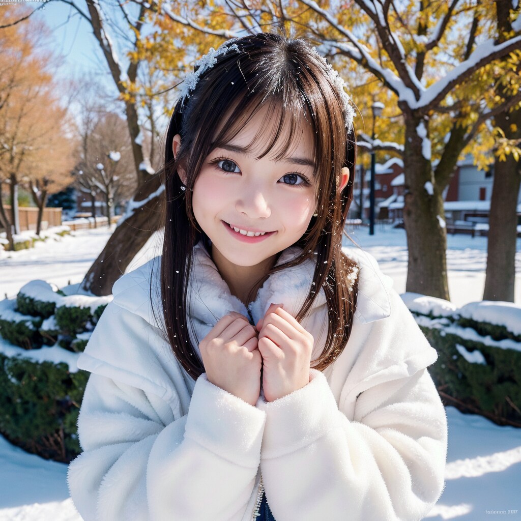 雪の中の美少女