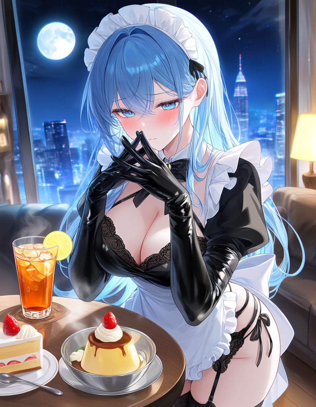 セクシーメイド衣装のラピスさん(PixAI版)