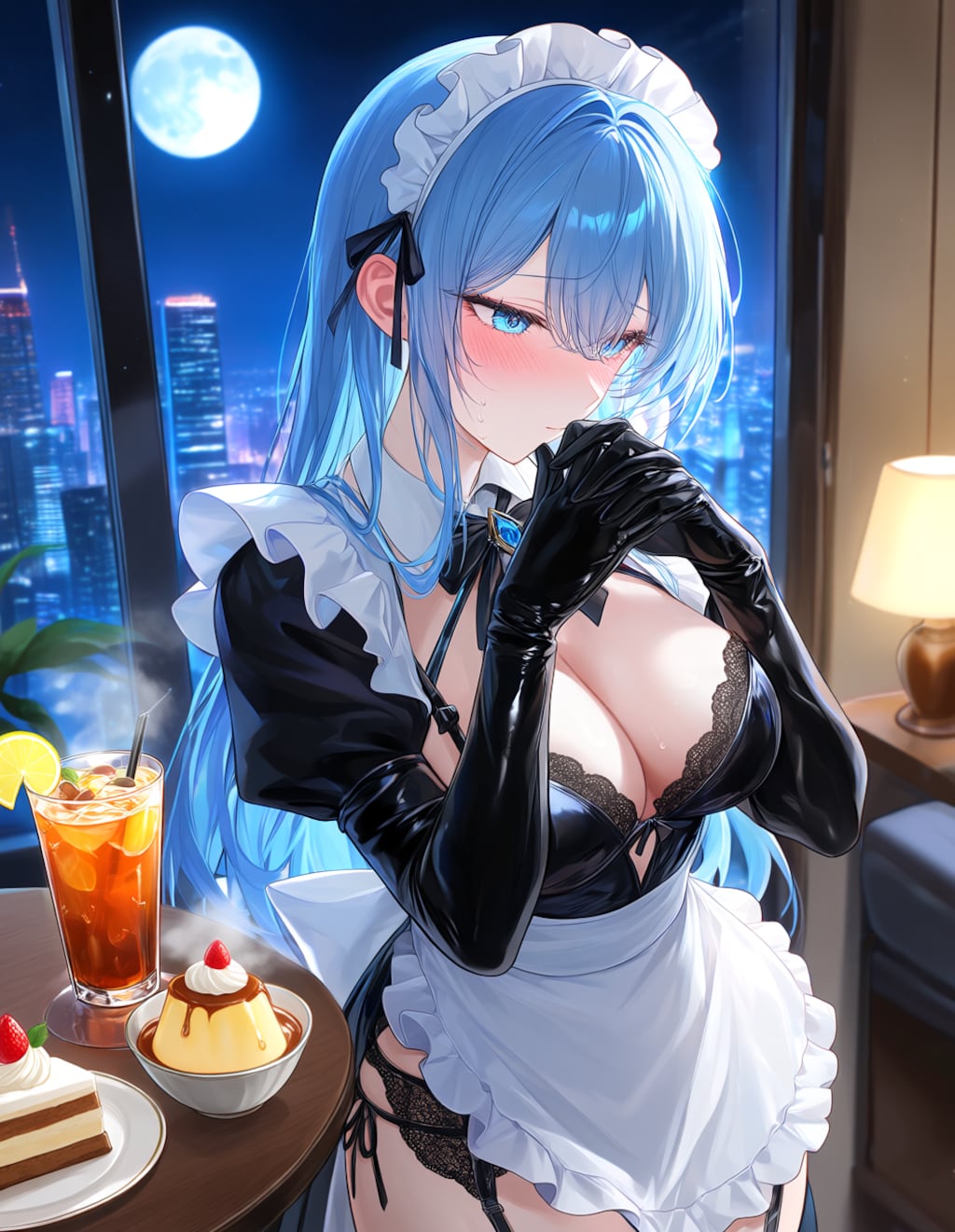 セクシーメイド衣装のラピスさん(PixAI版)