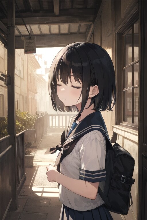 待っている女子高生