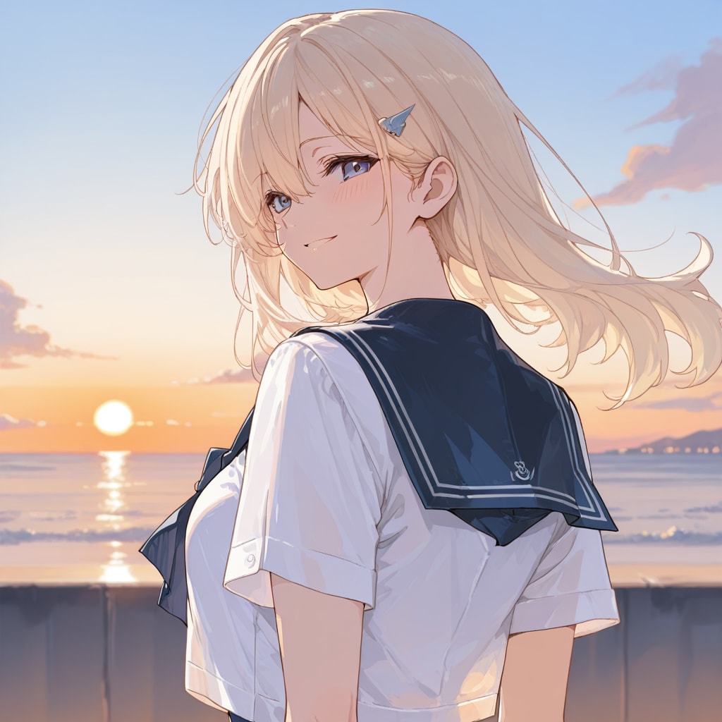 初夏の風夕日の海にちちぷいや　弾