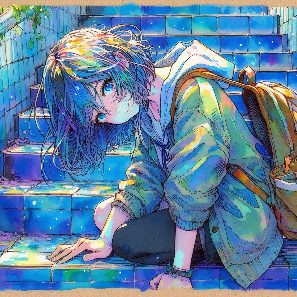階段の少女④ | の人気AIイラスト・グラビア