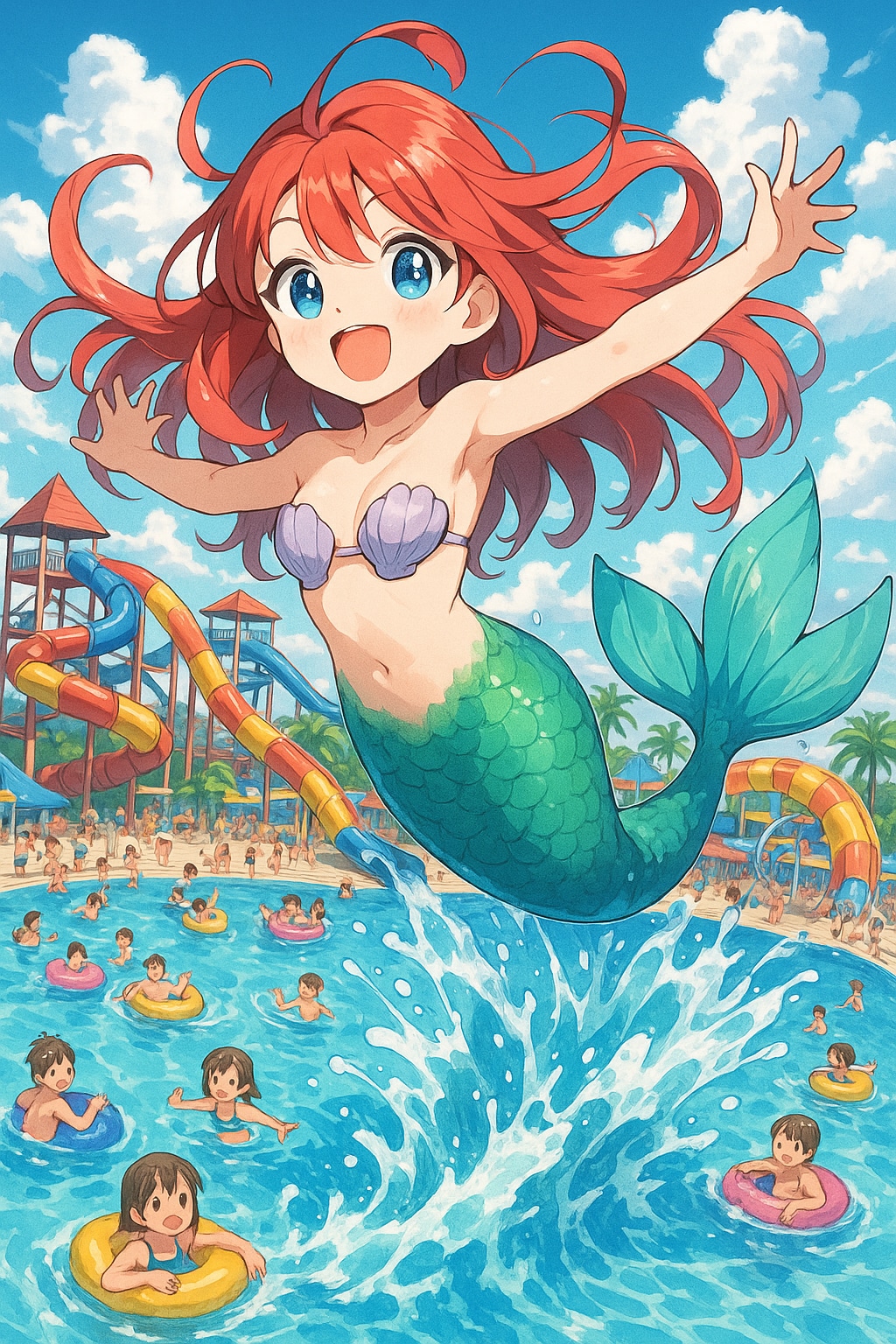 人魚ちゃんが大きくジャンプ