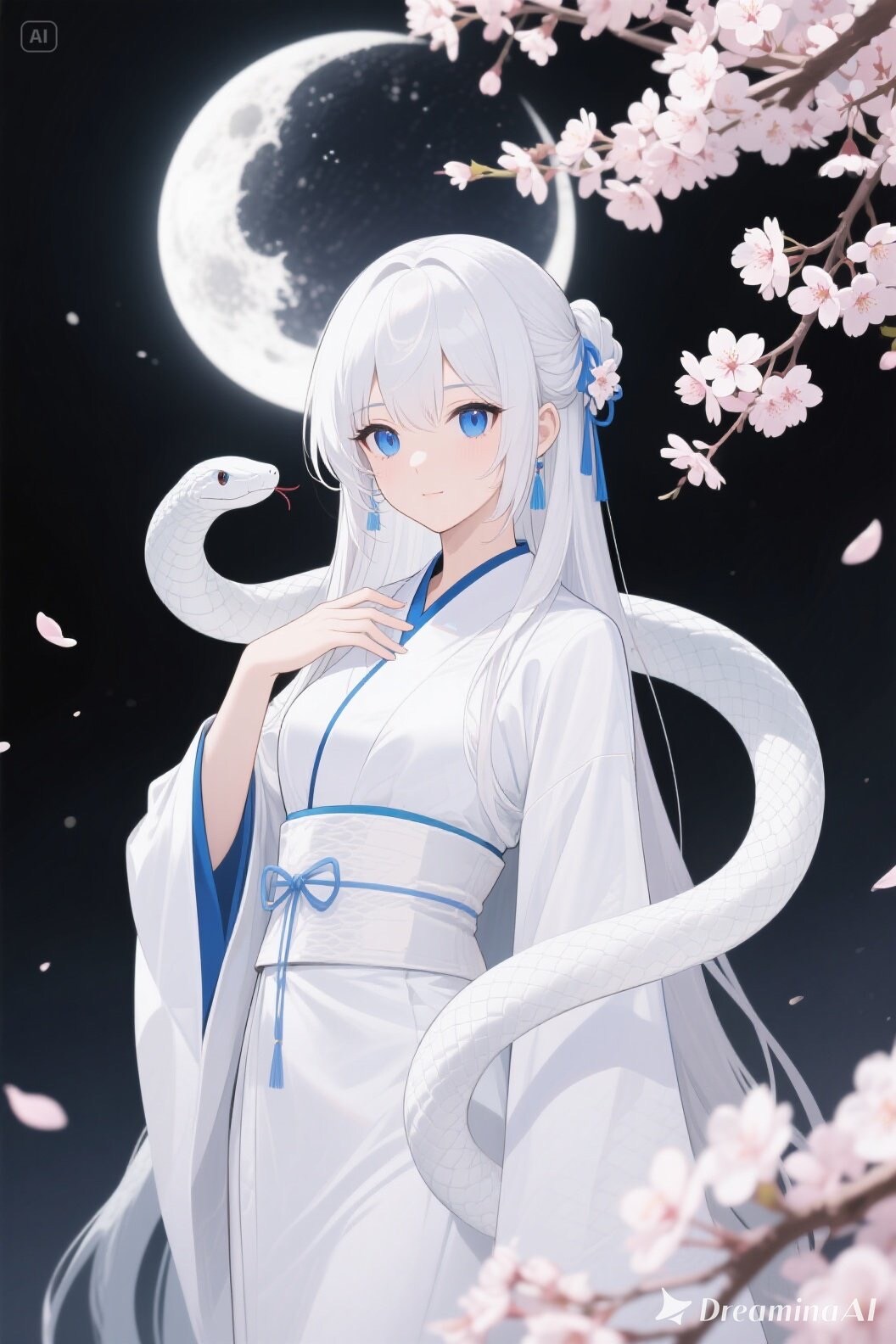 夜桜と月食と白ヘビの御神体 | の人気AIイラスト・グラビア