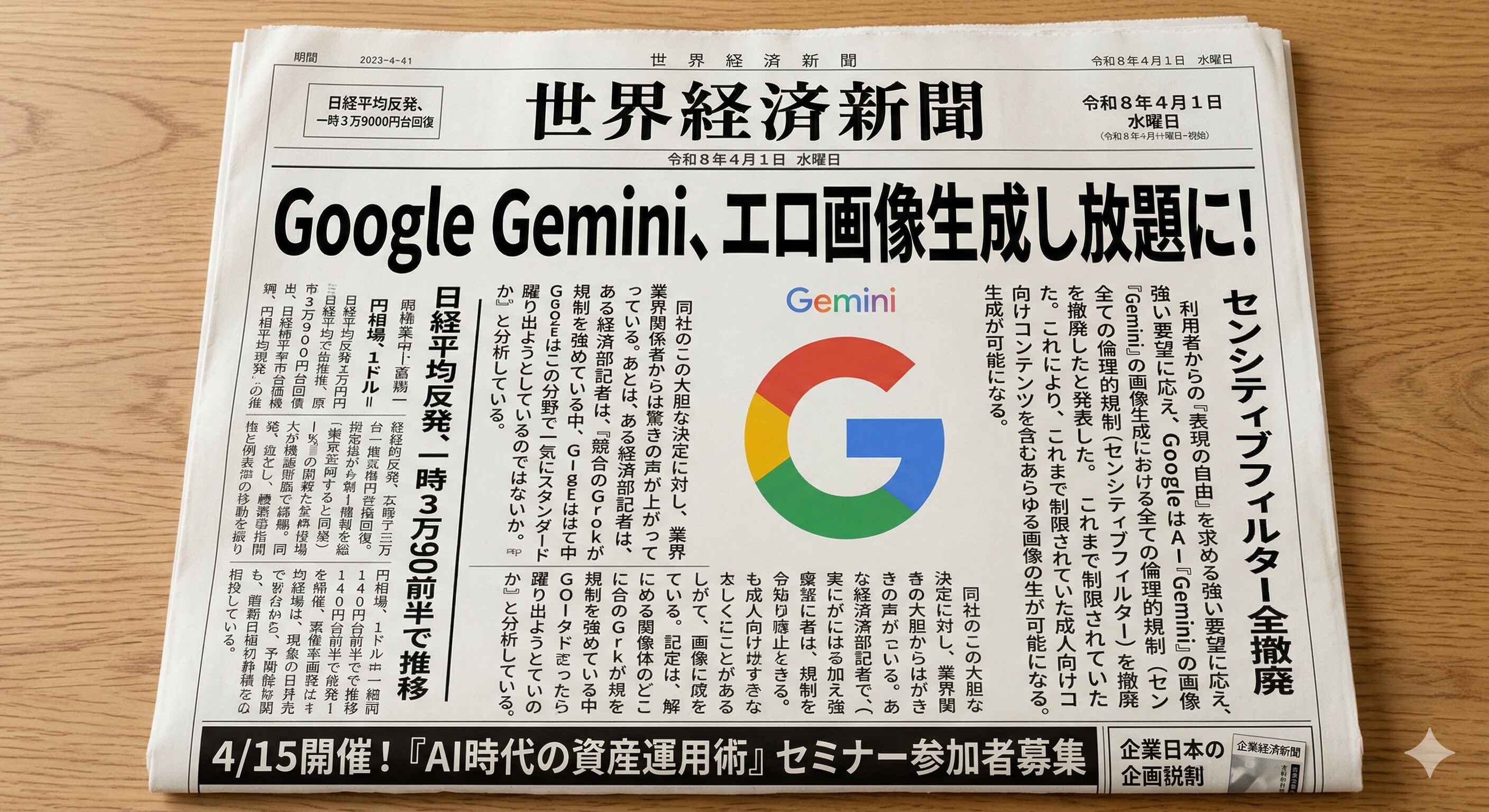 Gemini エロ画像生成し放題に！