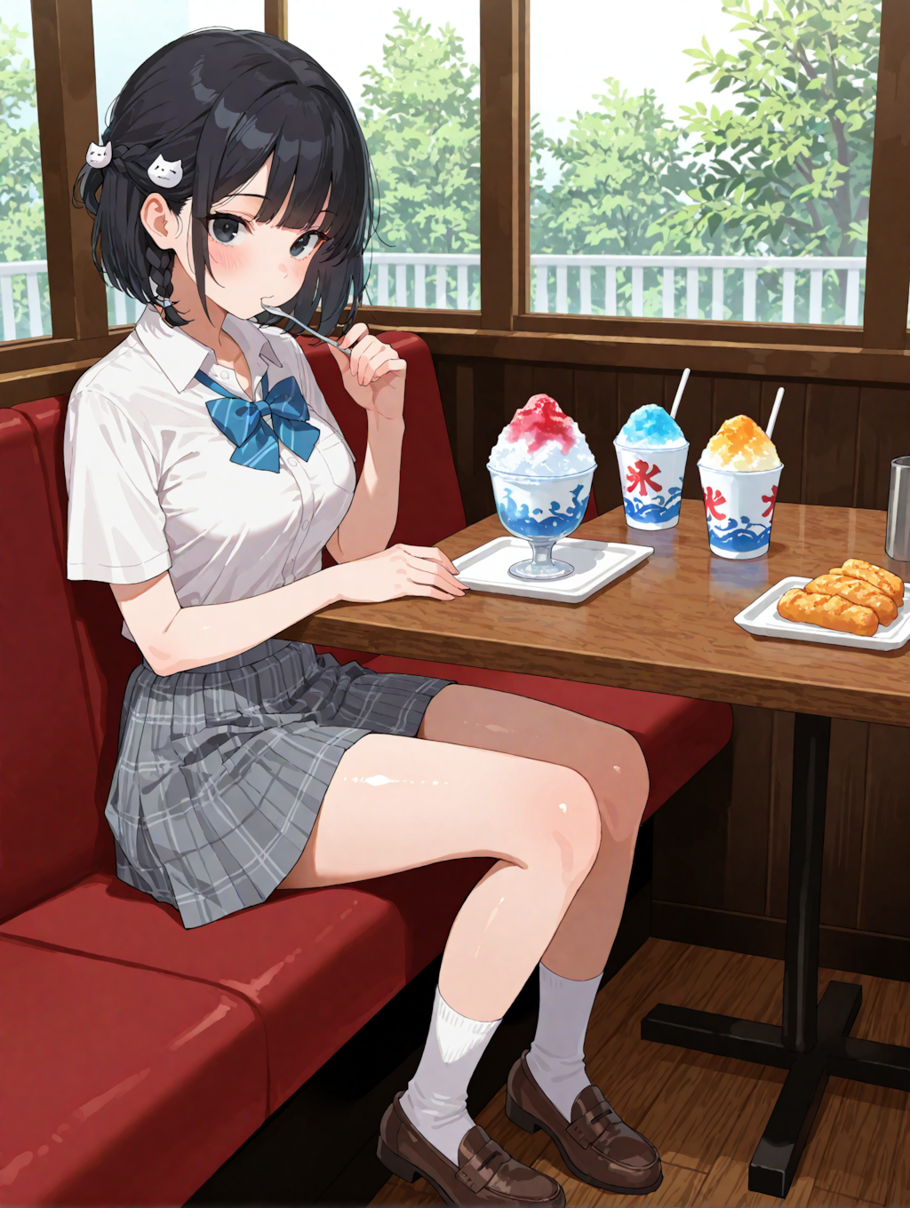 学校帰りにかき氷を食べる凜猫ちゃん